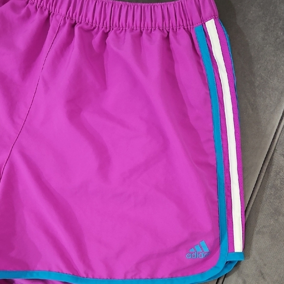 adidas Women's Vibrant Pink and Blue Athletic Shorts - Picture 2 of 5